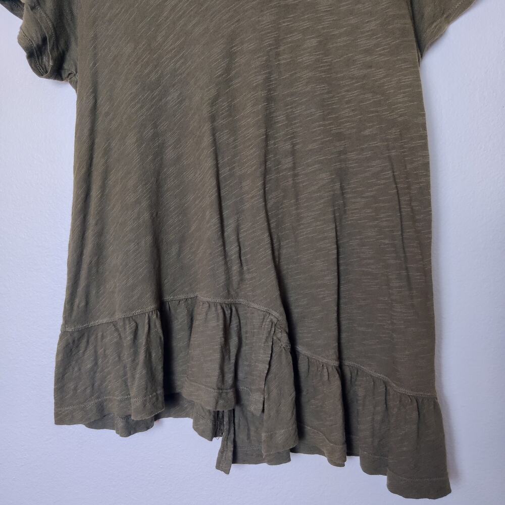 Anthropologie Left of Center Belmont Tie Back Peplum T Shirt XS Ruffle Slub Knit - Picture 5 of 14